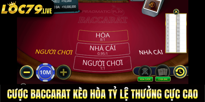 cược kèo baccarat hòa, tỷ lệ cược baccarat