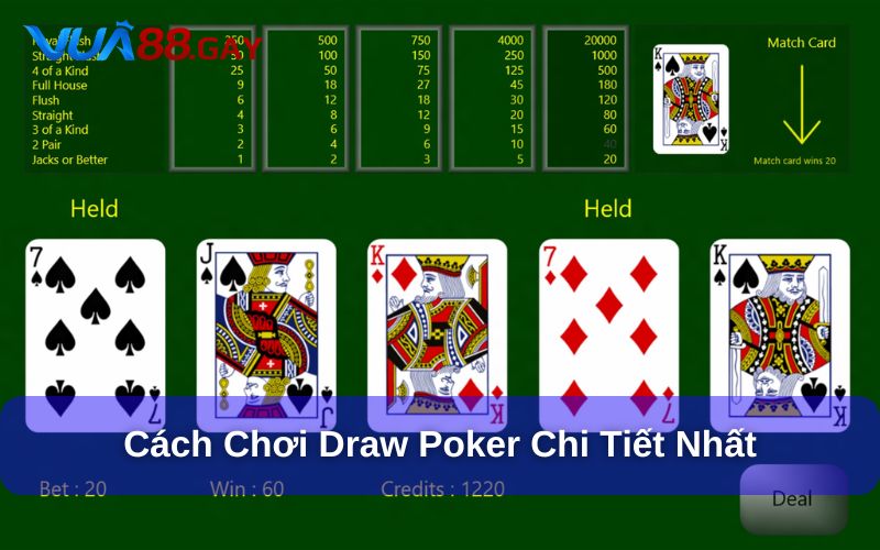 Hướng dẫn chi tiết cách chơi Draw Poker Vua88 cho người mới
